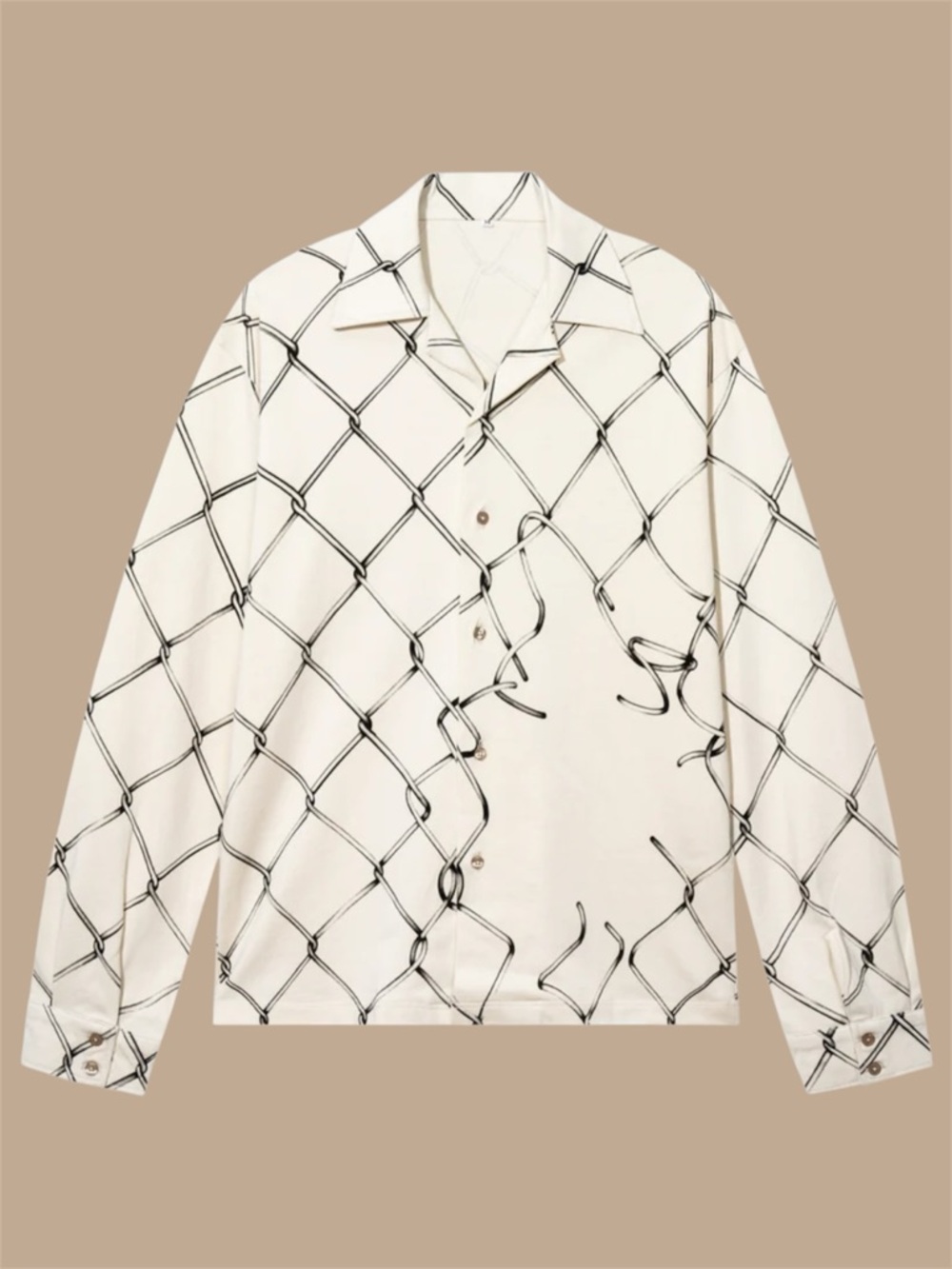 NEVERMIND‎ Broken Fence Camp Collar Long Sleeve Shirt